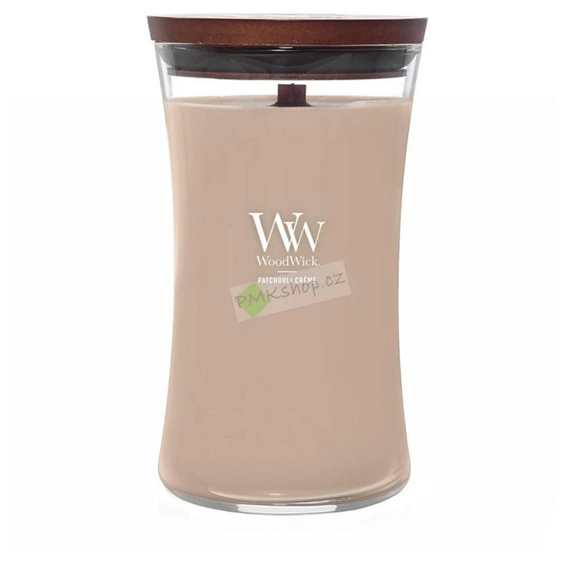 WoodWick velká vonná svíčka Patchouli Créme 610 g