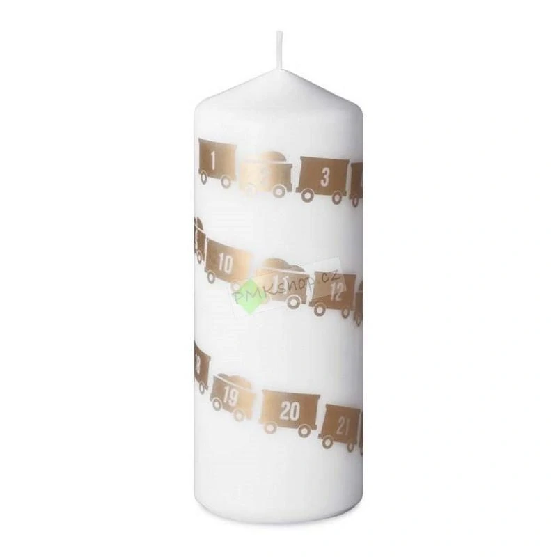 Emocio svíčka adventní kalendář 68x180 potisk zlatý vláček barva bílá