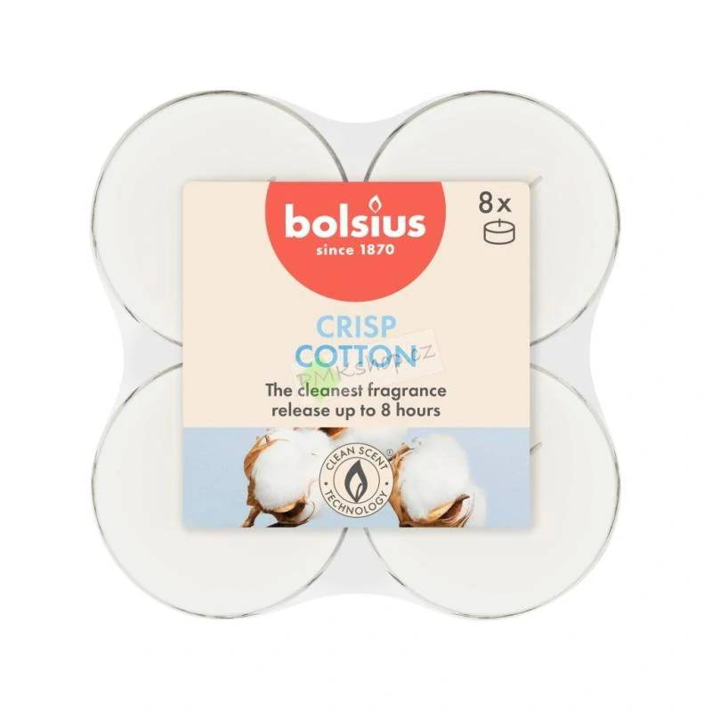 Bolsius maxi vonné čajové svíčky true scents Fresh Cotton 8 ks