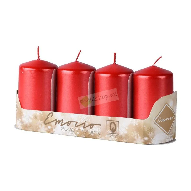 Emocio adventní svíčky 40x80 červené 4 ks