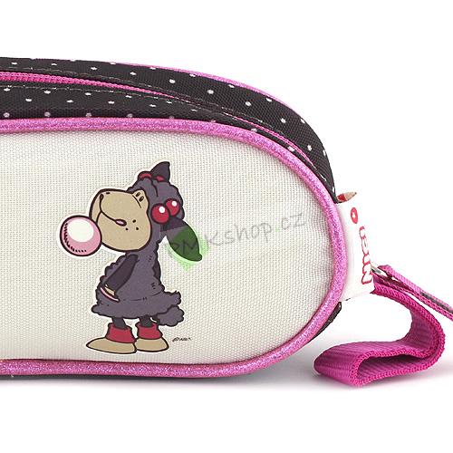 Školní penál Nici béžovo-hnědé barvy s puntíky