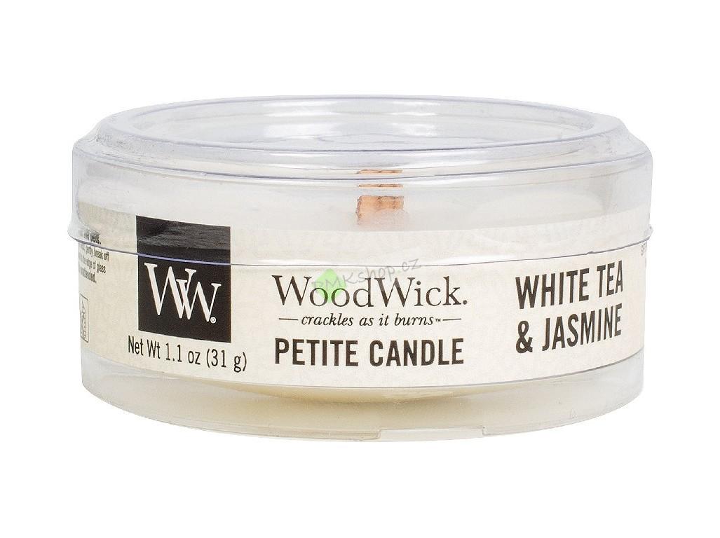 Woodwick Petite drobná svíčka 31 g White Tea & Jasmine