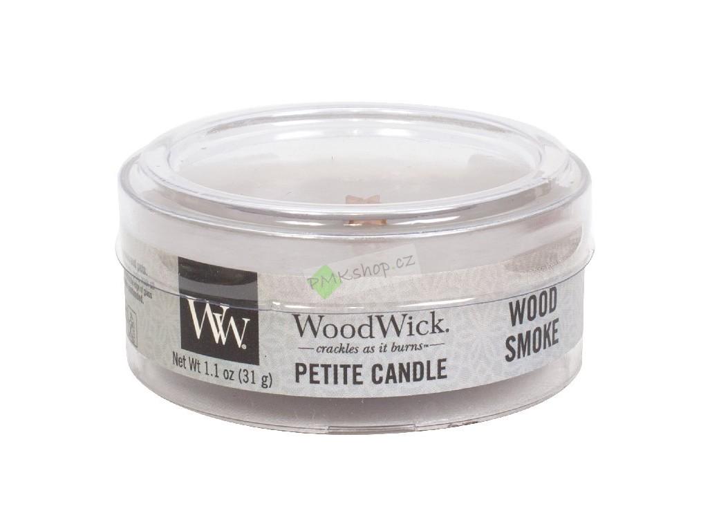 Woodwick Petite drobná svíčka 31 g Wood Smoke