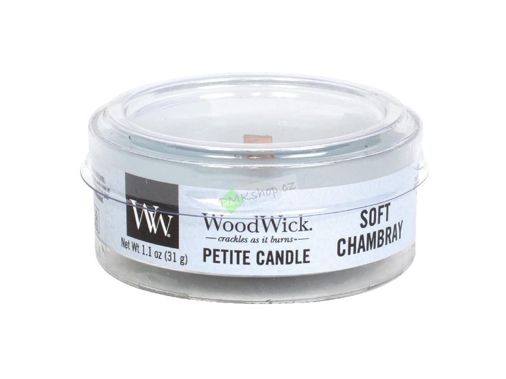 Woodwick Petite drobná svíčka 31 g Soft Chambray