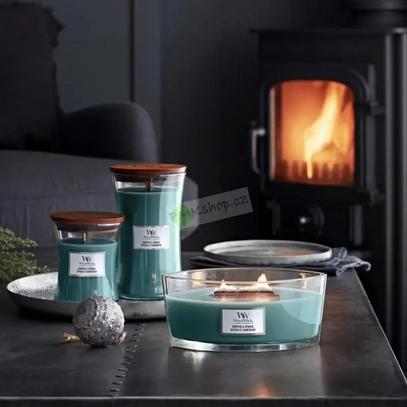 WoodWick lodička vonná svíčka Juniper & Spruce
