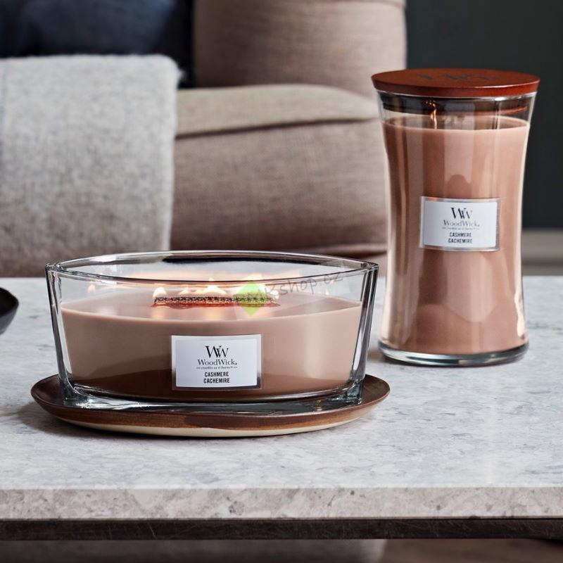 Woodwick velká vonná svíčka Cashmere