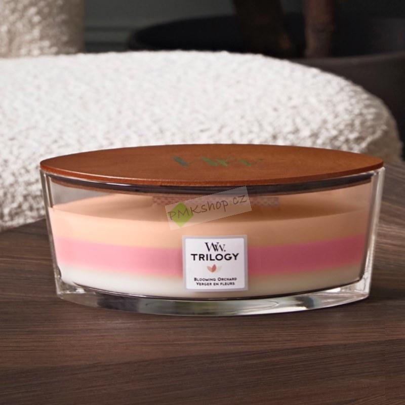 WoodWick lodička vonná svíčka Trilogy Blooming Orchard