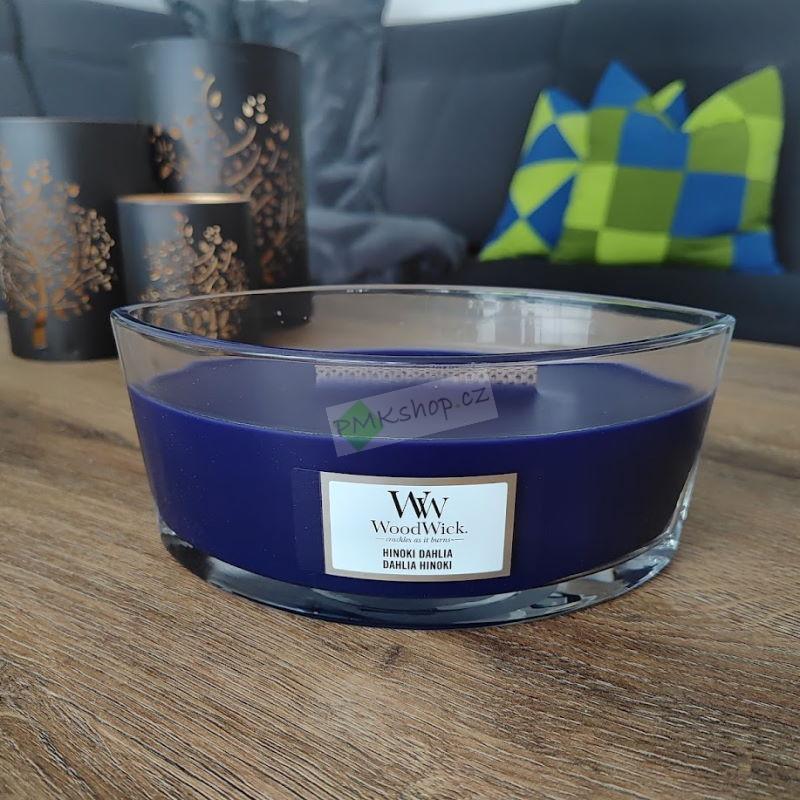 Woodwick lodička vonná svíčka Hinoki Dahlia