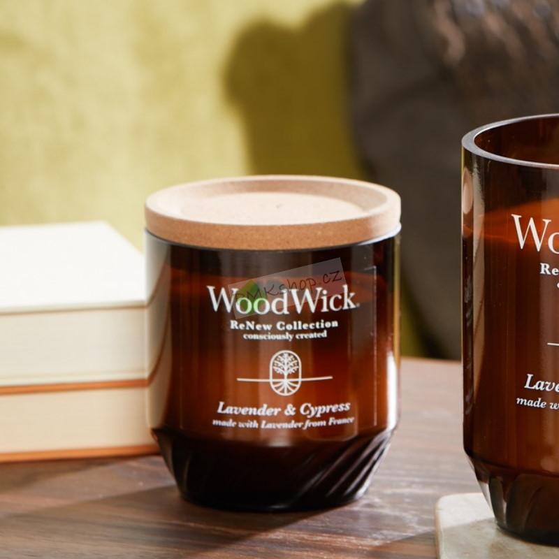 WoodWick ReNew střední vonná svíčka Lavender & Cypress