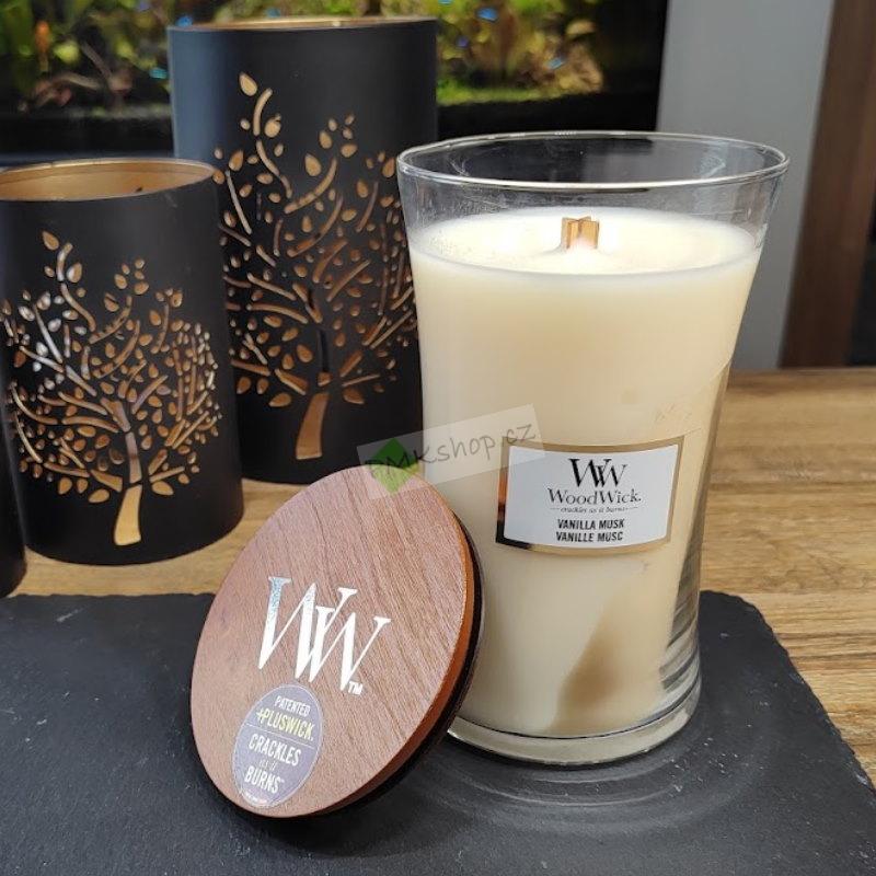 WoodWick velká vonná svíčka Vanilla Musk