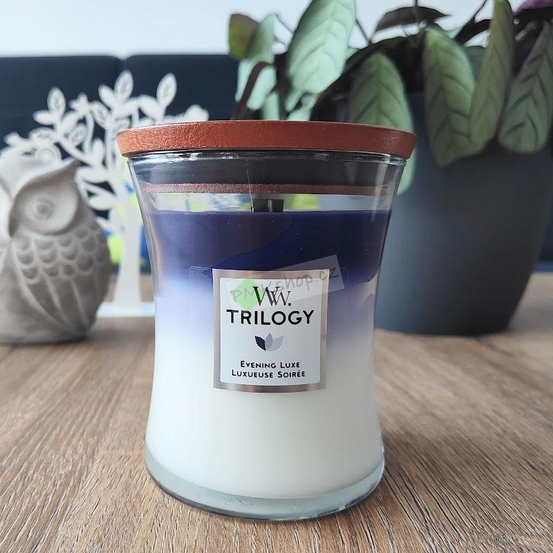 WoodWick střední vonná svíčka Trilogy Evening Luxe