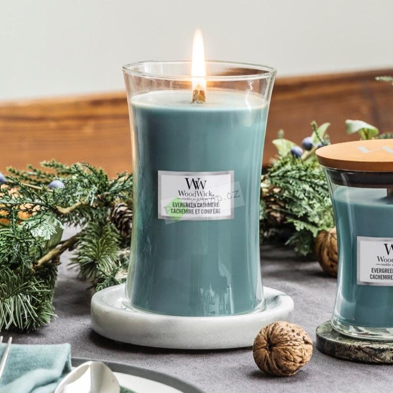 WoodWick velká vonná svíčka Evergreen Cashmere