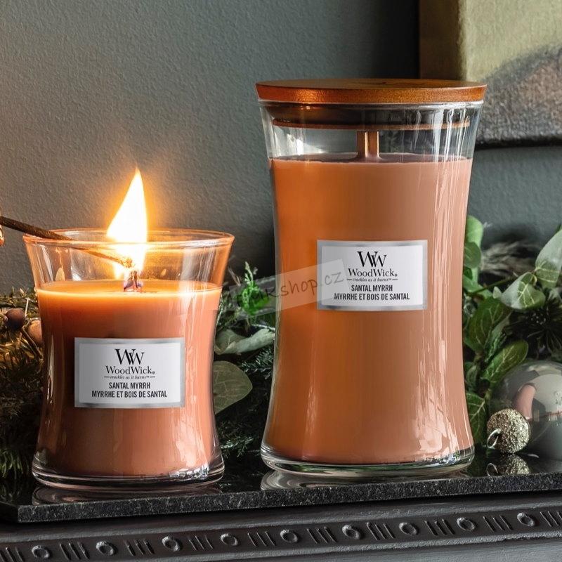 WoodWick velká vonná svíčka Santal Myrrh