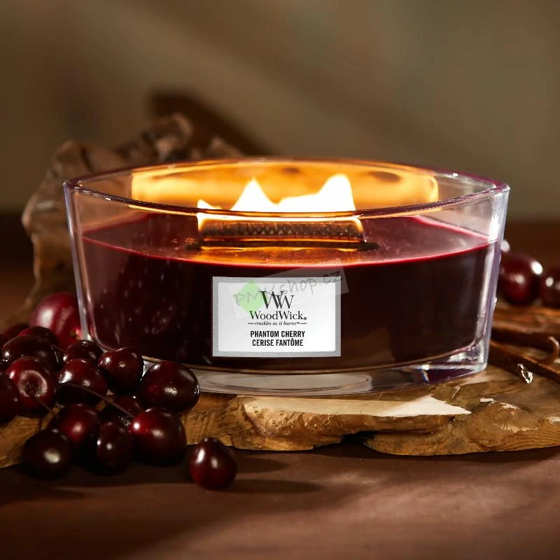 Woodwick lodička vonná svíčka Phantom Cherry 