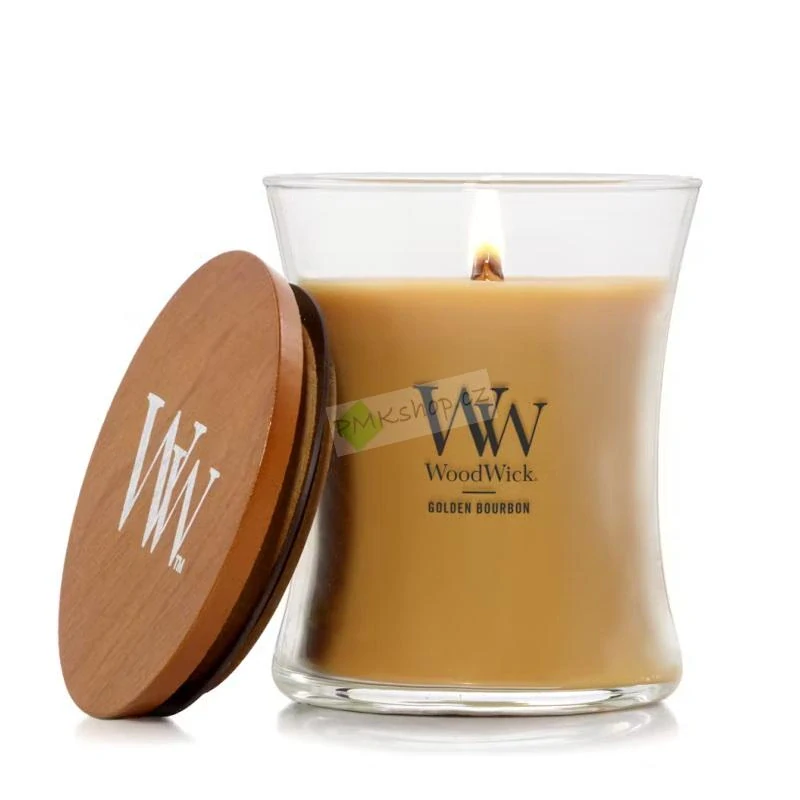 Woodwick střední vonná svíčka Golden Bourbon