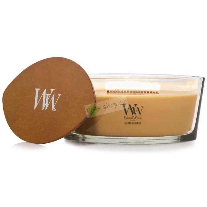 Woodwick lodička vonná svíčka Golden Bourbon