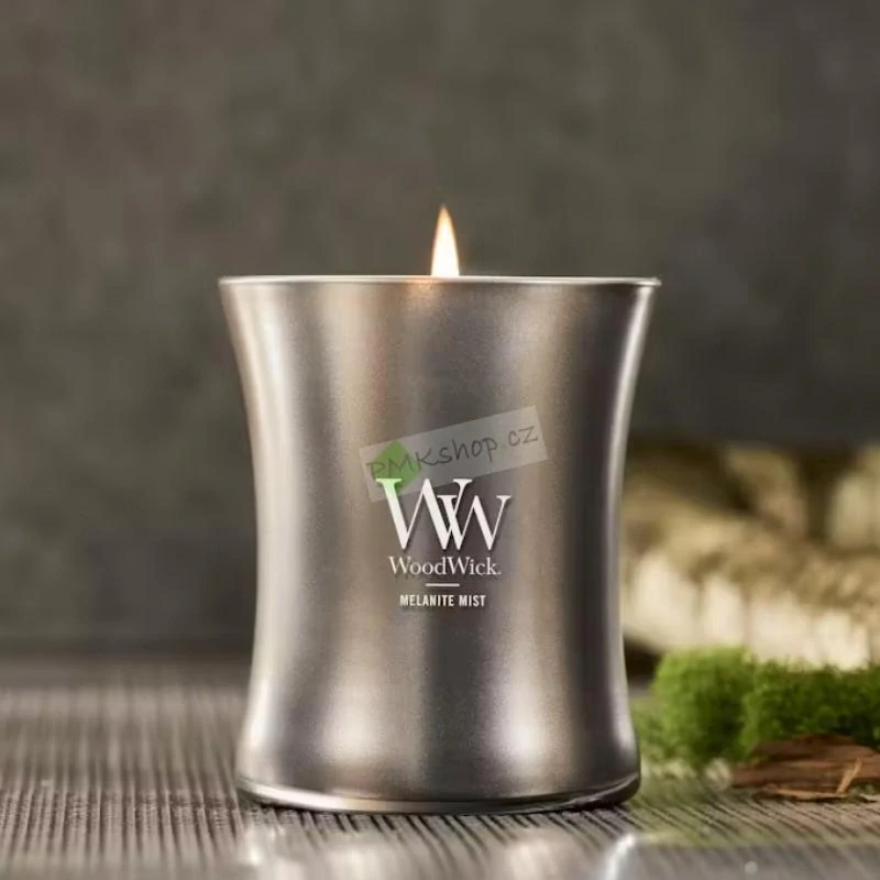 Woodwick střední vonná svíčka Precious Metals Melanite Mist