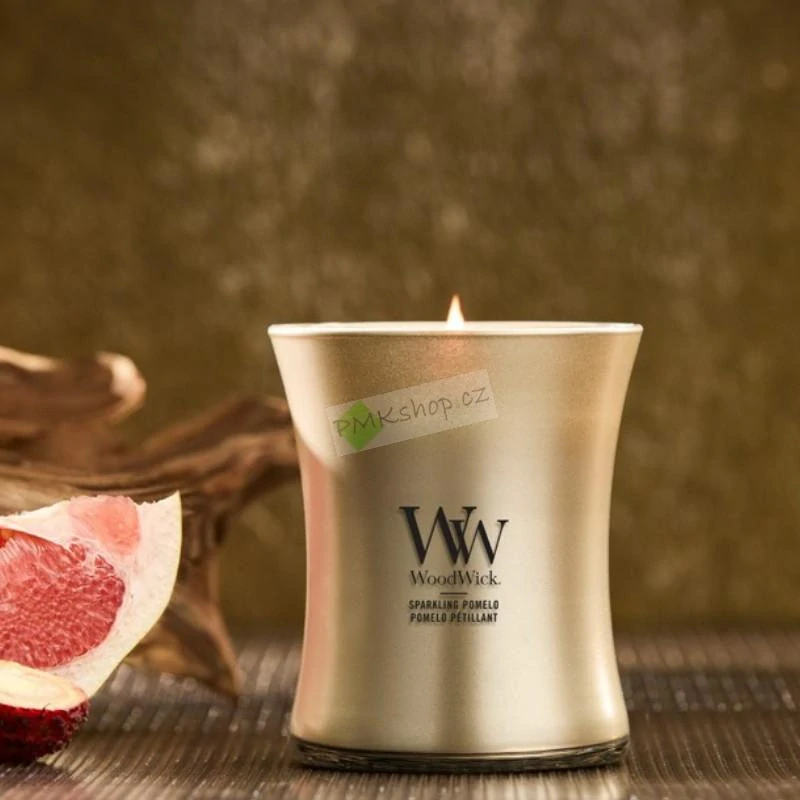 Woodwick střední vonná svíčka Precious Metals Sparkling Pomelo