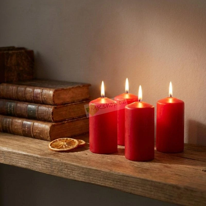 Emocio červené adventní svíčky 50x100 4 ks