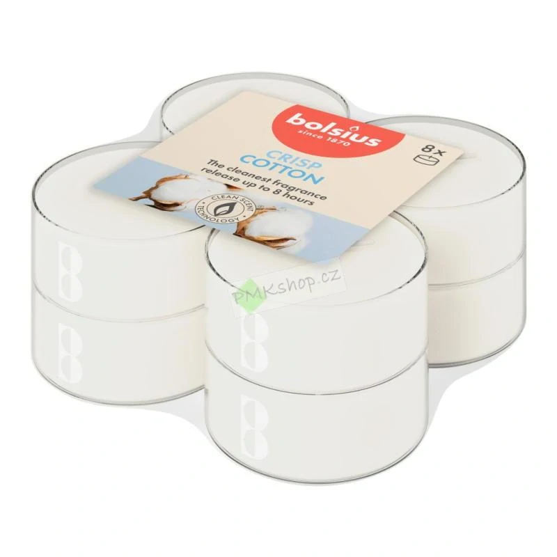 Bolsius maxi vonné čajové svíčky true scents Fresh Cotton 8 ks