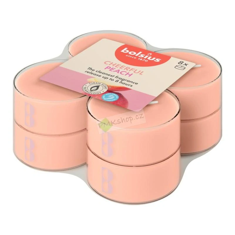 Bolsius maxi vonné čajové svíčky true scents Cheerful Peach 8 ks