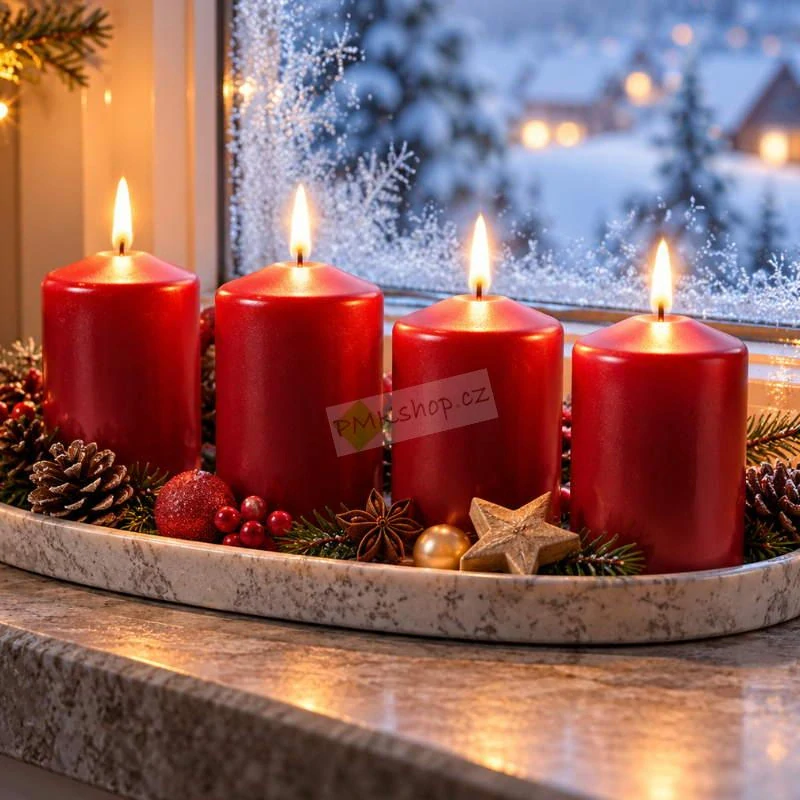 Emocio adventní svíčky 40x80 bordó 4 ks