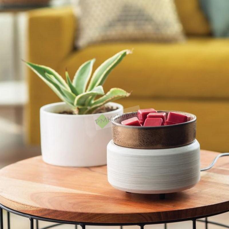 Candle Warmers White Washed Bronze elektrická aroma lampa a ohřívač svíček 2v1