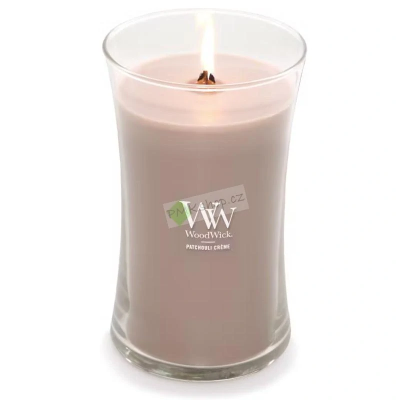 WoodWick velká vonná svíčka Patchouli Créme 610 g