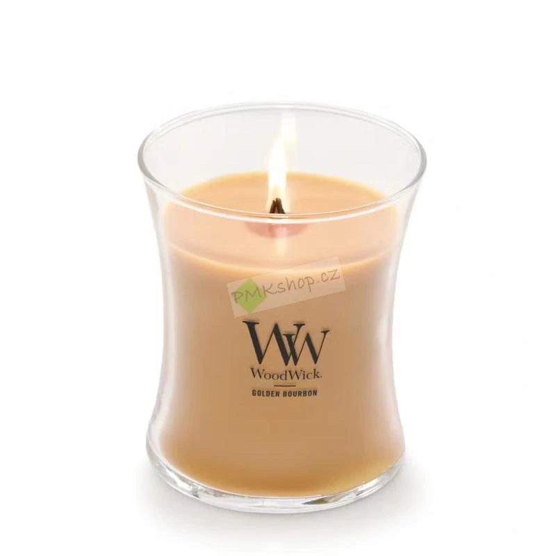 Woodwick střední vonná svíčka Golden Bourbon