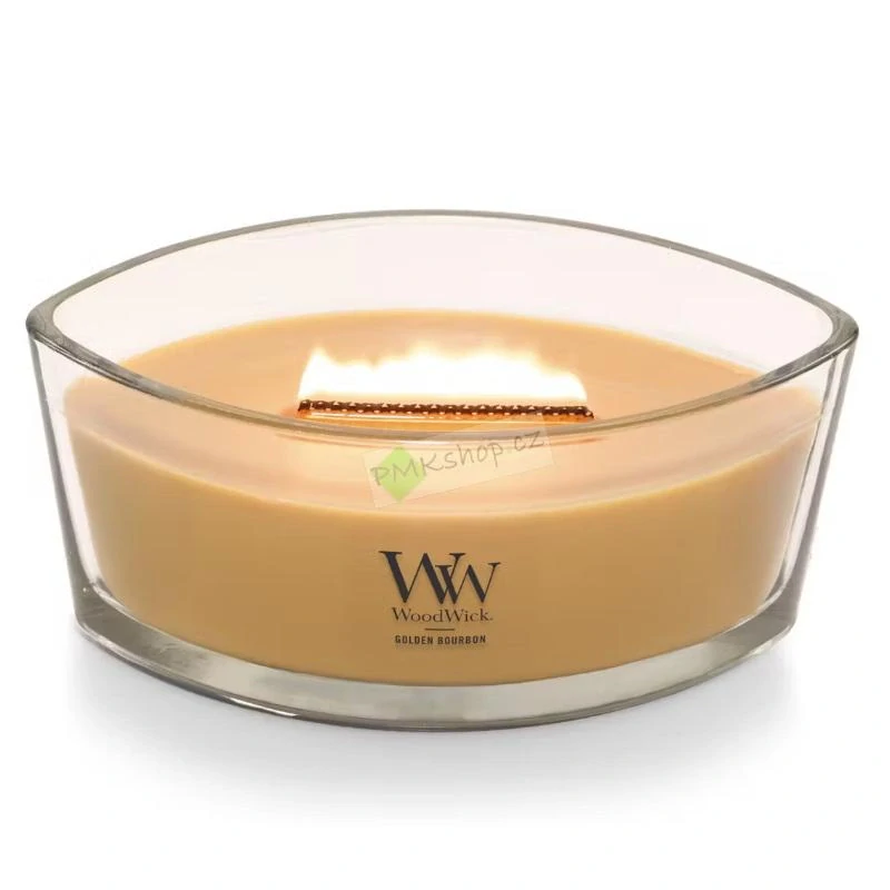 Woodwick lodička vonná svíčka Golden Bourbon