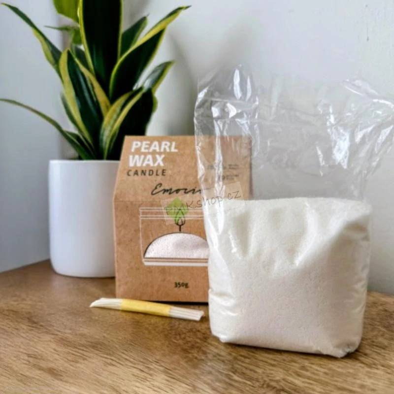 Emocio sypaný vosk bílý pro výrobu svíček bez parfemace 350 g a 10 ks knotů