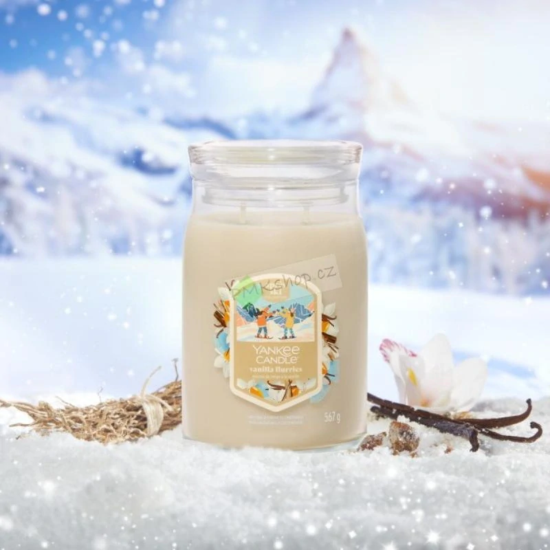 Yankee Candle Signature velká vonná svíčka Holiday Vanilla Flurries