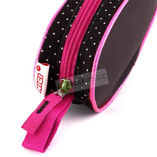 Školní penál Nici béžovo-hnědé barvy s puntíky