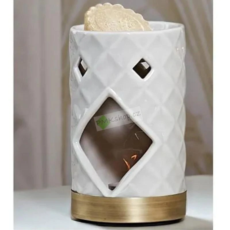 Yankee Candle keramická aromalampa bílá Langham Faceted Ceramic