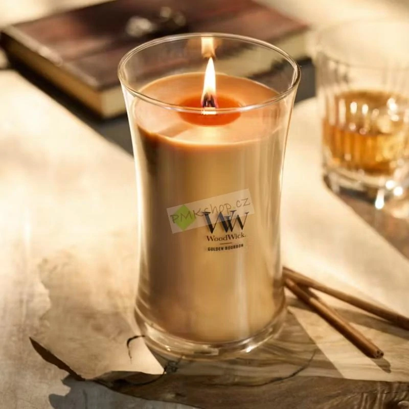 WoodWick velká vonná svíčka Golden Bourbon 610 g