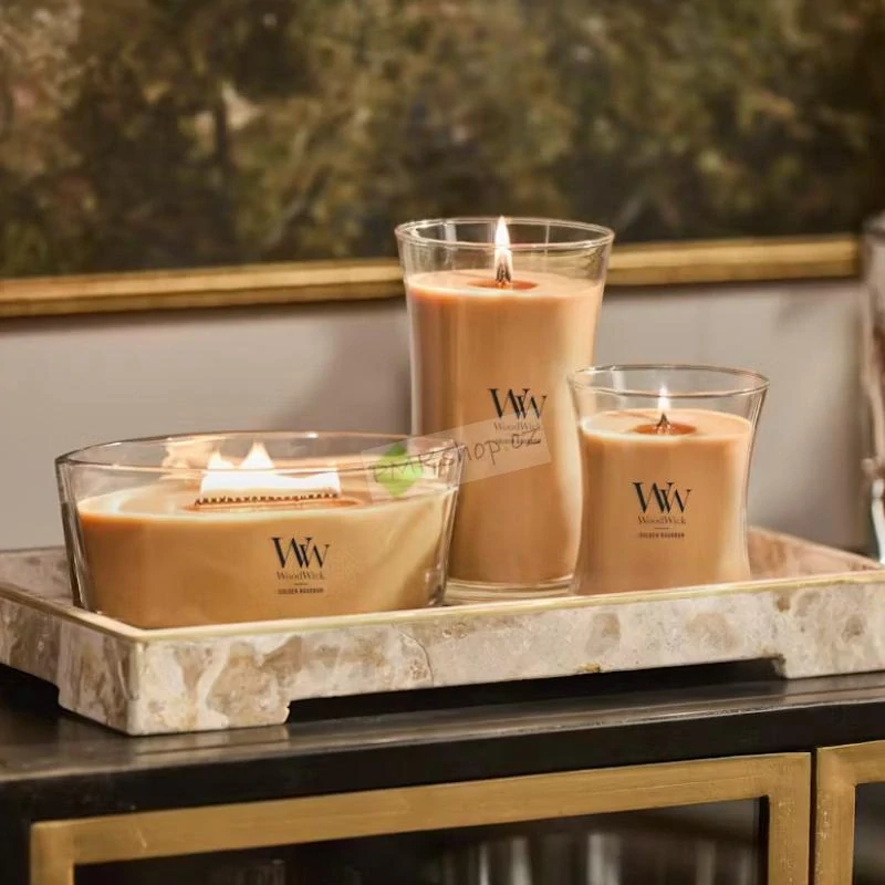 Woodwick lodička vonná svíčka Golden Bourbon