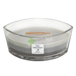 WoodWick lodička vonná svíčka Trilogy Warm Woods