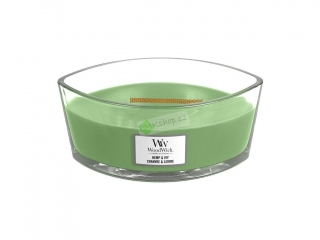 WoodWick svíčka skleněná lodička 454 g Konopí a břečťan
