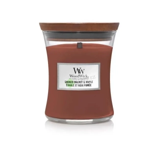 Woodwick střední vonná svíčka Smoked Walnut & Maple