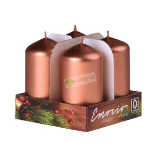 Emocio adventní svíčky 35x65 měděné metalické 4 ks