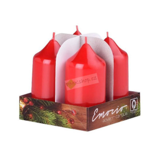Emocio adventní svíčky 40x75 lakované červené 4 ks