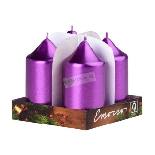 Emocio adventní svíčky 40x75 metalické sytě fialové 4 ks