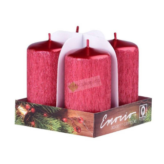 Emocio adventní svíčky 40x75 červené drápané 4 ks
