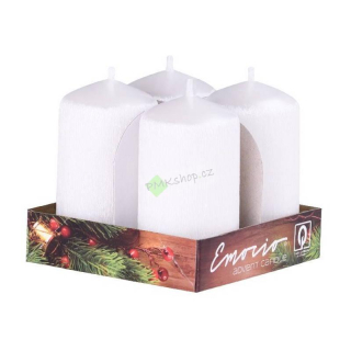 Emocio adventní svíčky 40x75 perleťové bílé drápané 4 ks