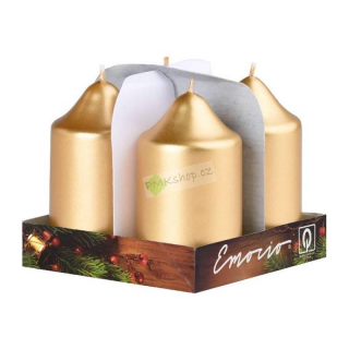 Emocio adventní svíčky 50x90 zlaté 4 ks