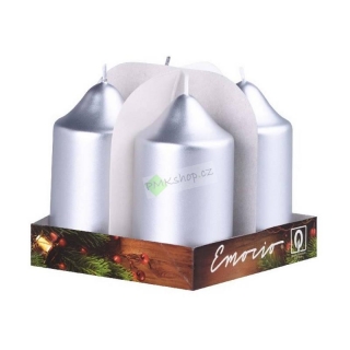 Emocio adventní svíčky 50x90 stříbrné 4 ks