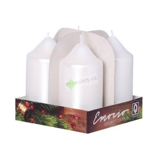 Emocio adventní svíčky 50x90 bílé perleťové 4 ks