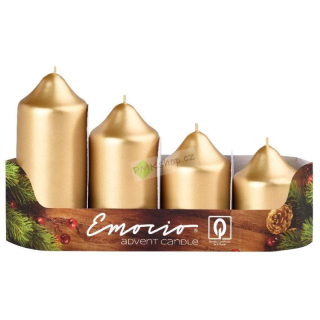 Emocio adventní svíčky stupňovité 50 mm zlaté 4 ks