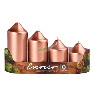Emocio adventní svíčky stupňovité 50 mm metalické měděné 4 ks