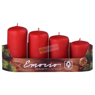 Emocio adventní svíčky stupňovité 40 mm červené 4 ks